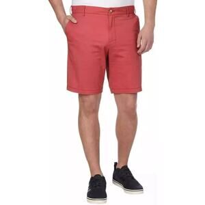 IZOD Mens Mid-Weight Saltwater Flat Front Stretch Chino Short, Red, size 40